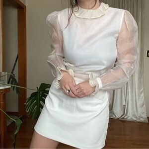SOLD Sheer White Ruffled Blouse